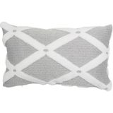 Hamur Bohem Özel Tasarım Punch Panç Desen Dekoratif Dikdörtgen Kırlent Kılıfı Bella Gri - 30 x 50 cm