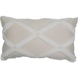 Hamur Bohem Özel Tasarım Punch Panç Desen Dekoratif Dikdörtgen Kırlent Kılıfı Bella Krem - 30 x 50 cm