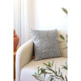 Hamur Bohem Özel Tasarım Punch Panç Desen Kare Dekoratif Kırlent Kılıfı Forest Gri - 55 x 55 cm