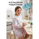 Hamur Çocuk Kollu Etkinlik Boyama Önlüğü 8-12 Yaş Sıvı Geçirmez Aktivite Hobi Koruyucu Önlük Flowy - Pembe - Standart