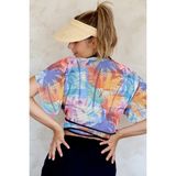 Hamur Crop Çapraz Bağlama Detaylı Plaj Pareo Yazlık Tül Şifon Bluz Coconut Renkli Std - Standart