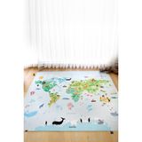 Hamur Dünya Haritası Oyun Matı Bebek Çocuk Halısı Mavi Yenidoğan Yumuşak Aktivite Etkinlik Örtüsü - 150 x 150 cm