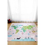 Hamur Dünya Haritası Oyun Matı Bebek Çocuk Halısı Pembe Yenidoğan Yumuşak Aktivite Etkinlik Örtüsü - 150 x 150 cm