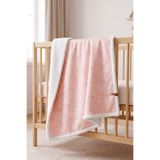 HAMUR Fluffy Bebek Battaniyesi 80x100 Solid Pembe Kundak Puset Çift Taraflı Koyun Tüyü Battaniye 100x80