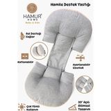 Hamur Hamile Cırtlı Ayarlanabilir Bel Karın Destek Yastığı Yıkanabilir Kılıflı Bebek Uyku Minderi - Gri