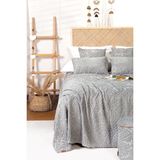 Hamur Iskandinav Yatak Örtüsü Seti Çift Kişilik Set Bohem Punch Panç Desen Forest Gri - 230 x 240 cm