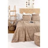 Hamur Iskandinav Yatak Örtüsü Seti Çift Kişilik Set Bohem Punch Panç Desen Forest Natural - Bej - 230 x 240 cm