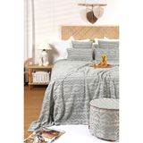 Hamur Iskandinav Yatak Örtüsü Seti Çift Kişilik Set Bohem Punch Panç Desen Letta Gri - 230 x 240 cm