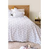 Hamur Iskandinav Yatak Örtüsü Seti Çift Kişilik Set Bohem Punch Panç Desen Lotus Gri - 230 x 240 cm