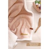 Hamur Kişiye Özel Isim Nakışlı Fluffy Bebek Battaniyesi Çift Taraflı Kundak Puset Battaniye Solid Bej - Açık Bej - 100 x 80 cm