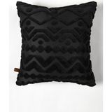 Hamur Letta Siyah Kare Dekoratif Kırlent Kılıfı %30 Pamuk %70 Micro Polyester Punch Desen