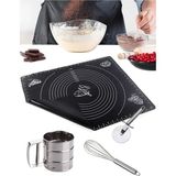 Hamur Matı 40X50 cm - Un Eleği 250 Gram - Pizza Ruleti - Çırpma Teli 30 cm