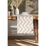 Hamur Punch Yıkanabilir Sofra, Masa, Salon, Mutfak ve Sehpa Masa Runner Line Bej - Orta Bej - 150 x 40 cm
