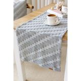 HAMUR Punch Yıkanabilir Sofra, Masa, Salon, Mutfak ve Sehpa Masa Runner Zigzag Gri - 40 x 150 cm