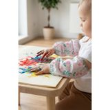 HAMUR Sıvı Geçirmez Lastikli Bebek Mama Beslenme Kolluğu Seti Çocuk Aktivite Etkinlik Kol Kılıfı Flowy