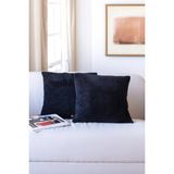 Hamur Teddy Puffy Kırlent Kılıfı Siyah 50x50 cm Düz Pamuk-Polyester Malzeme ile Modern Bohem Stil - 50 x 50 cm