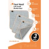 HAMUR Twino 3'lü Çift Taraflı Zor Kir Temizlik Bezi 30x30 Mikrofiber Telli Ovma Mutfak Lavabo Tezgah Bezi