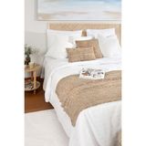Hamur Yatak Runner Kırlent Seti Bohem Punch Panç Desen Yatak Örtüsü Forest Natural - Bej - 80 x 230 cm