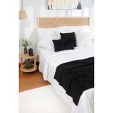 Hamur Yatak Runner Kırlent Seti Bohem Punch Panç Desen Yatak Örtüsü Forest Siyah - 80 x 230 cm