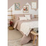 Hamur Yatak Runner Kırlent Seti Bohem Punch Panç Desen Yatak Örtüsü Line Ekru - 80 x 230 cm