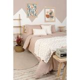 Hamur Yatak Runner Kırlent Seti Bohem Punch Panç Desen Yatak Örtüsü Point Ekru - 80 x 230 cm