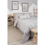 Hamur Yatak Runner Kırlent Seti Bohem Punch Panç Desen Yatak Örtüsü Point Gri - 80 x 230 cm