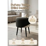 HAMUR Yıkanabilir Puf Tabure Kılıfı Tak-Çıkar-Değiştir-Yenile Orta Sehpa Kılıfı 40x22 Meek Siyah
