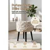 Hamur Yıkanabilir Puf Tabure Kılıfı Tak-Çıkar-Değiştir-Yenile Orta Sehpa Kılıfı 40X22 Mila Bej - 40 x 22 - Bej - Beyaz