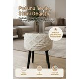 HAMUR Yıkanabilir Puf Tabure Kılıfı Tak-Çıkar-Değiştir-Yenile Orta Sehpa Kılıfı 40x22 Mila Ekru