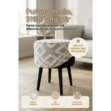 Hamur Yıkanabilir Puf Tabure Kılıfı Tak-Çıkar-Değiştir-Yenile Orta Sehpa Kılıfı 40X22 Mila Gri - 40 x 22 - Beyaz - Gri