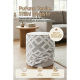 Hamur Yıkanabilir Puf Tabure Kılıfı Tak-Çıkar-Değiştir-Yenile Orta Sehpa Kılıfı 40X43 Mila Gri - 40 x 43 - Beyaz - Gri