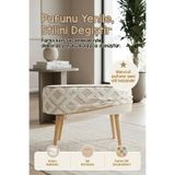 HAMUR Yıkanabilir Puf Tabure Kılıfı Tak-Çıkar-Değiştir-Yenile Orta Sehpa Kılıfı 59x37x17 Mila Bej