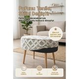 Hamur Yıkanabilir Puf Tabure Kılıfı Tak-Çıkar-Değiştir-Yenile Orta Sehpa Kılıfı 59X37X17 Mila Gri - 59 x 37 x 17 - Beyaz - Gri