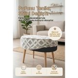 HAMUR Yıkanabilir Puf Tabure Kılıfı Tak-Çıkar-Değiştir-Yenile Orta Sehpa Kılıfı 59x37x17 Mila Gri
