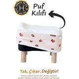 HAMUR Yıkanabilir Puf Tabure Kılıfı Tak-Çıkar-Değiştir-Yenile Orta Sehpa Kılıfı Bb Ada - Ahşap - STANDART