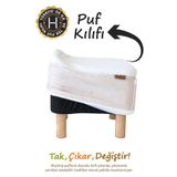 Hamur Yıkanabilir Puf Tabure Kılıfı Tak-Çıkar-Değiştir-Yenile Orta Sehpa Kılıfı Bb Solid Bej