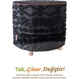 Hamur Yıkanabilir Puf Tabure Kılıfı Tak-Çıkar-Değiştir-Yenile Orta Sehpa Kılıfı By Letta Siyah - 40 x 32