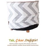 Hamur Yıkanabilir Puf Tabure Kılıfı Tak-Çıkar-Değiştir-Yenile Orta Sehpa Kılıfı By Line Gri - 40 x 32