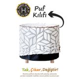 HAMUR Yıkanabilir Puf Tabure Kılıfı Tak-Çıkar-Değiştir-Yenile Orta Sehpa Kılıfı By Lotus Gri