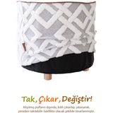 Hamur Yıkanabilir Puf Tabure Kılıfı Tak-Çıkar-Değiştir-Yenile Orta Sehpa Kılıfı By Mila Gri - 40 x 32