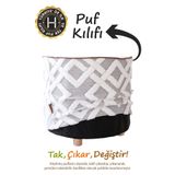 HAMUR Yıkanabilir Puf Tabure Kılıfı Tak-Çıkar-Değiştir-Yenile Orta Sehpa Kılıfı By Mila Gri