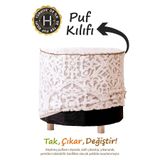 HAMUR Yıkanabilir Puf Tabure Kılıfı Tak-Çıkar-Değiştir-Yenile Orta Sehpa Kılıfı By Motif Bej