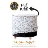 HAMUR Yıkanabilir Puf Tabure Kılıfı Tak-Çıkar-Değiştir-Yenile Orta Sehpa Kılıfı By Motif Gri
