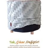 Hamur Yıkanabilir Puf Tabure Kılıfı Tak-Çıkar-Değiştir-Yenile Orta Sehpa Kılıfı By Zigzag Gri - 40 x 32