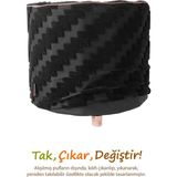 Hamur Yıkanabilir Puf Tabure Kılıfı Tak-Çıkar-Değiştir-Yenile Orta Sehpa Kılıfı By Zigzag Siyah - 40 x 32