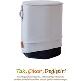Hamur Yıkanabilir Puf Tabure Kılıfı Tak-Çıkar-Değiştir-Yenile Orta Sehpa Kılıfı Kc Meek Gri - 26 x 32