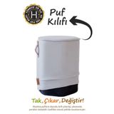 HAMUR Yıkanabilir Puf Tabure Kılıfı Tak-Çıkar-Değiştir-Yenile Orta Sehpa Kılıfı Kc Meek Gri