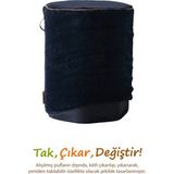 Hamur Yıkanabilir Puf Tabure Kılıfı Tak-Çıkar-Değiştir-Yenile Orta Sehpa Kılıfı Kc Teddy Siyah - 26 x 32