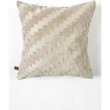 Hamur Zigzag Natural Desenli Kare Dekoratif Kırlent Kılıfı %30 Pamuk %70 Micro Polyester ile Şık Tasarım
