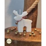Han Crafts Dekoratif Yeni Yıl Yılbaşı Geyik Mum Beyaz Renkli Çanlı Soyawax - 1 Adet